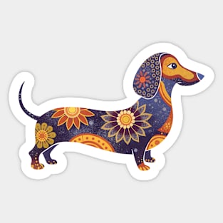 Dachshund Boho Sunflower Pattern Sticker